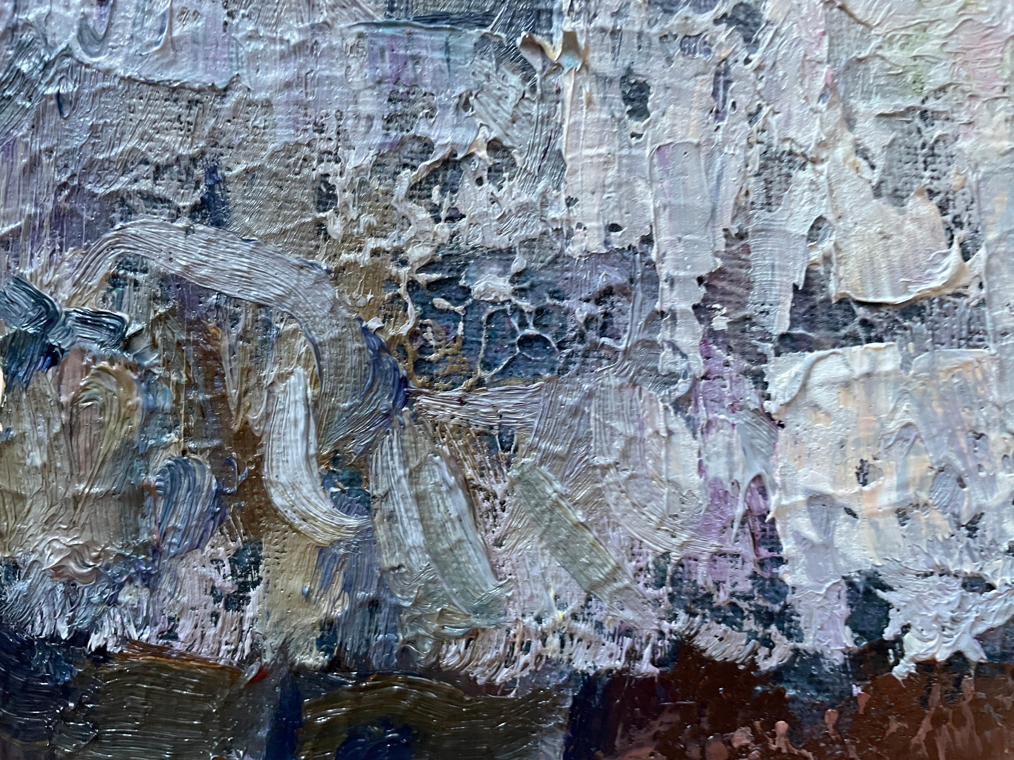 Actuación de ballet (Charlotte) - Figurative Painting Gris de Nadezda Stupina