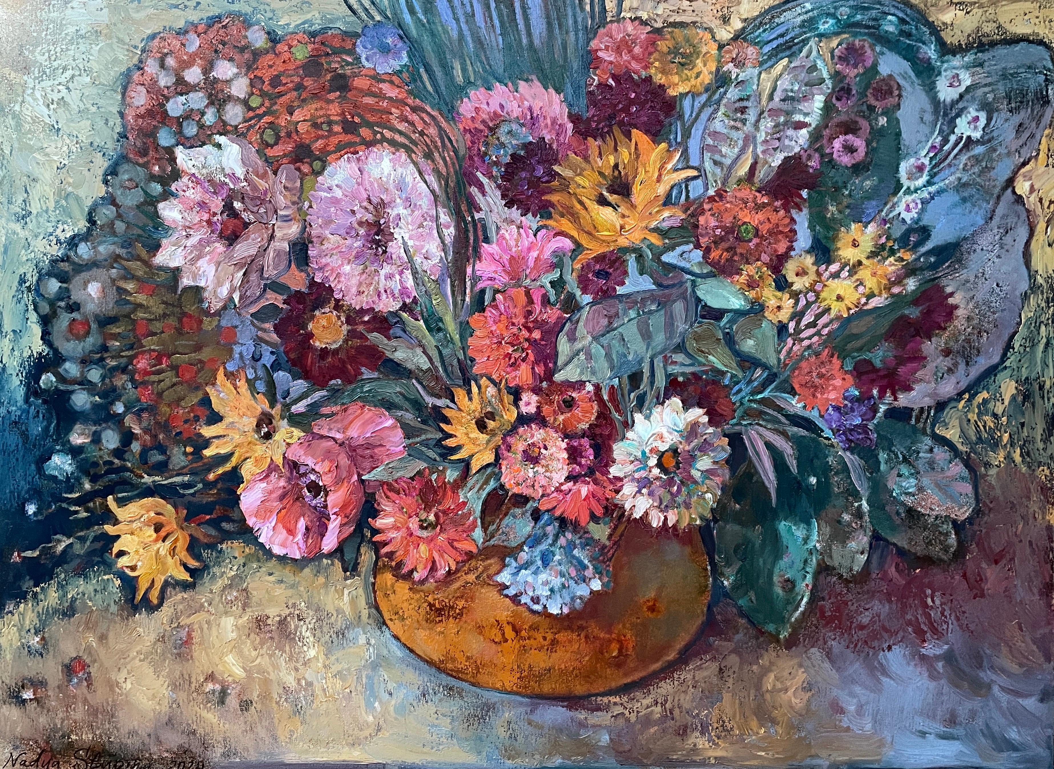 "Bizarre bouquet" Original floral painting . Home decor