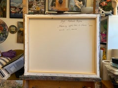 "Pommiers en fleurs à Gams" Paysage impressionniste original.huile sur toile