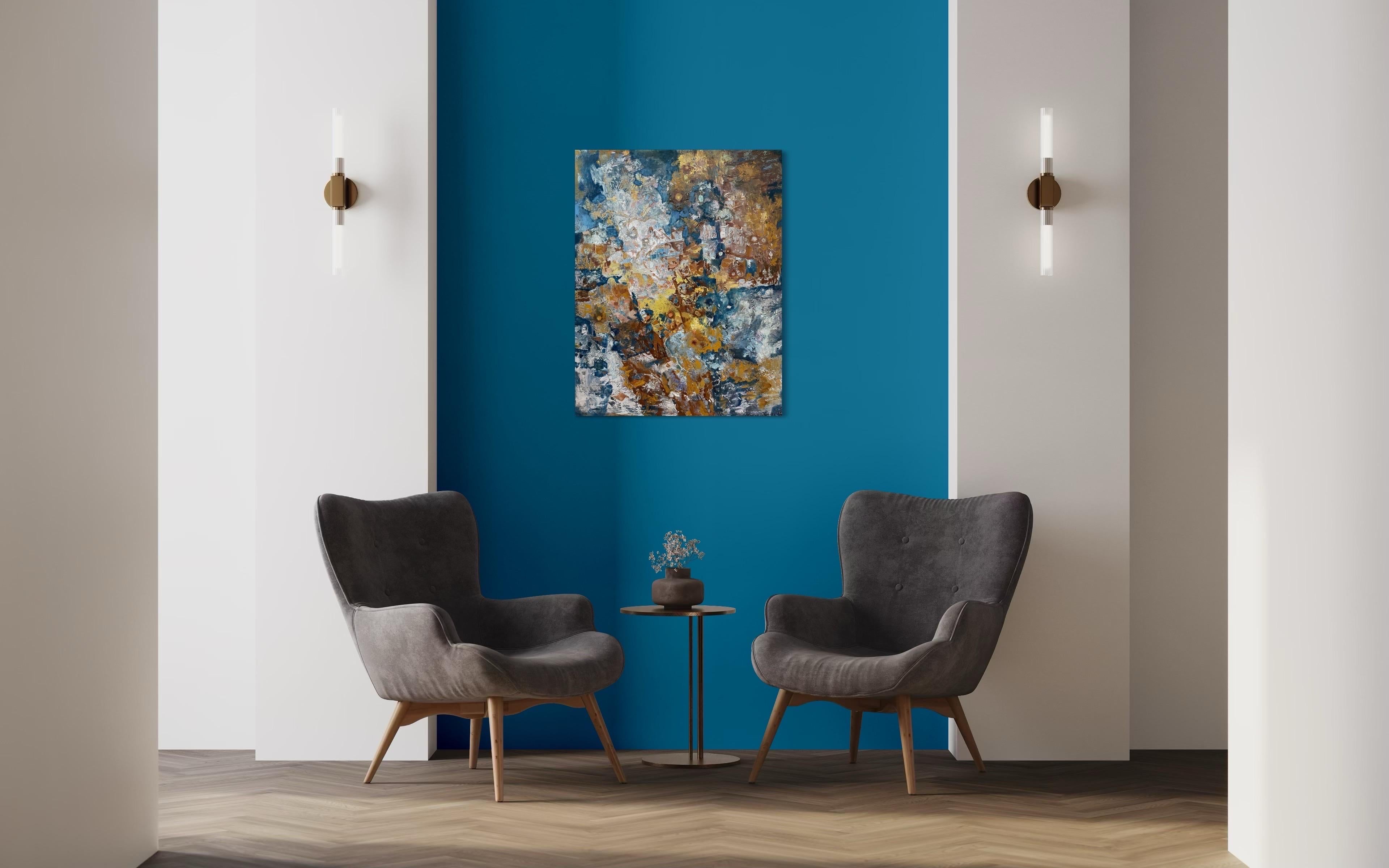 Blu astratto - Abstract Painting Grigio di Nadezda Stupina