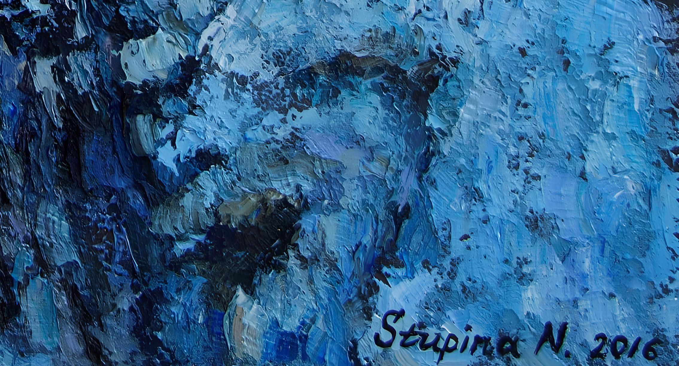 Blauer Schnee, Gemälde, Öl auf Leinwand Blauer Schnee, Gemälde, Öl auf Leinwand im Angebot 1
