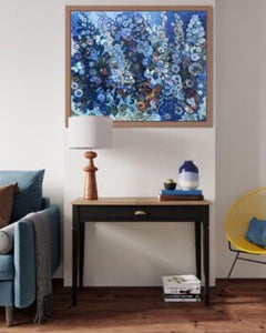 Blue summer . Flower. Oil painting .Large size. Horizontal  .