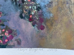 "Blumenstrauß in einer blauen Vase" Original Blumengemälde. Gouache auf Papier.