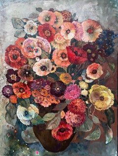 Blumenstrauß in einer braunen Vase