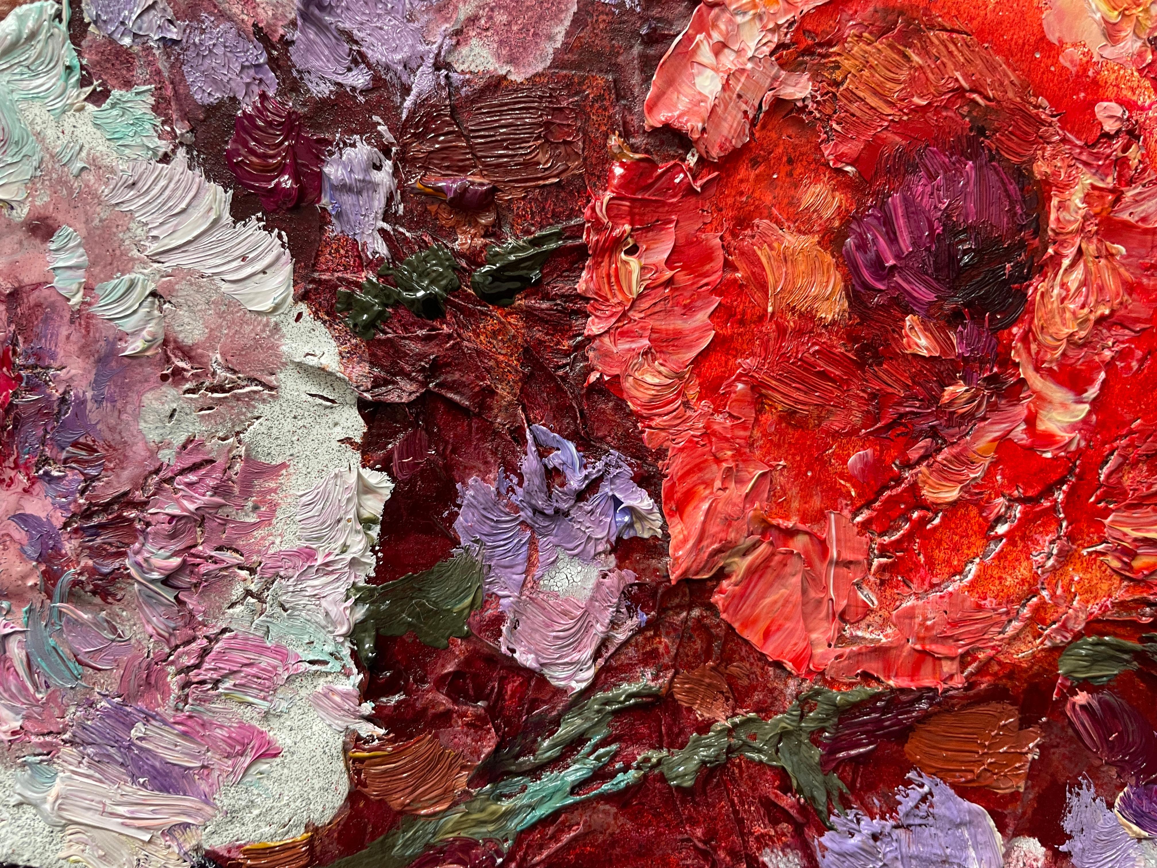 «Bouquet in a white vase» Original large floral painting. Decorative, impasto. For Sale 5