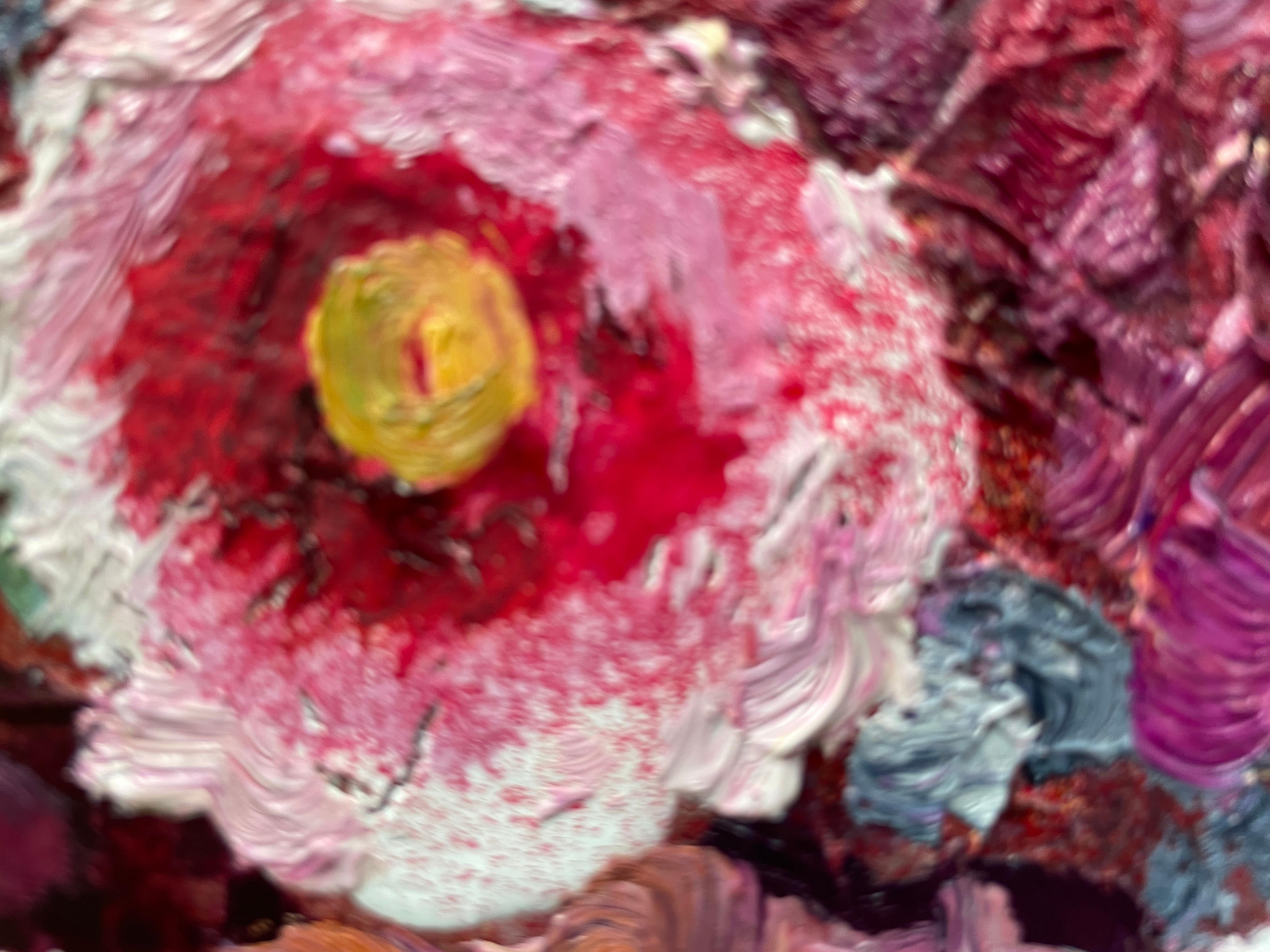 «Bouquet in a white vase» Original large floral painting. Decorative, impasto. For Sale 3
