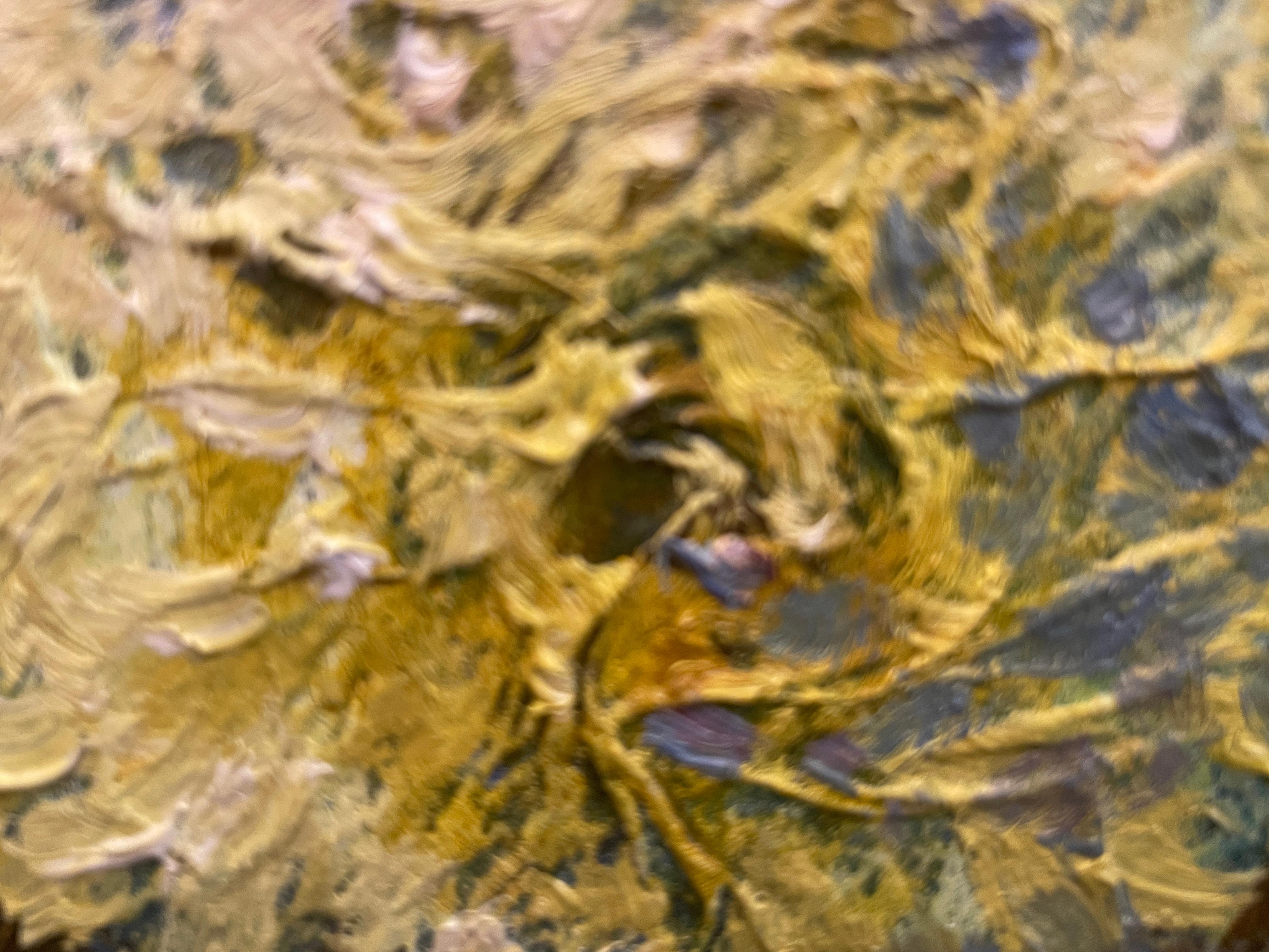 «Bouquet with Yellow chrysanthemums» original  oil painting . Impasto . 8