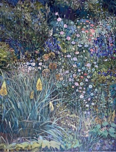 Carpet of summer. Diversity of flowers and colour.Impressionism. Vertical