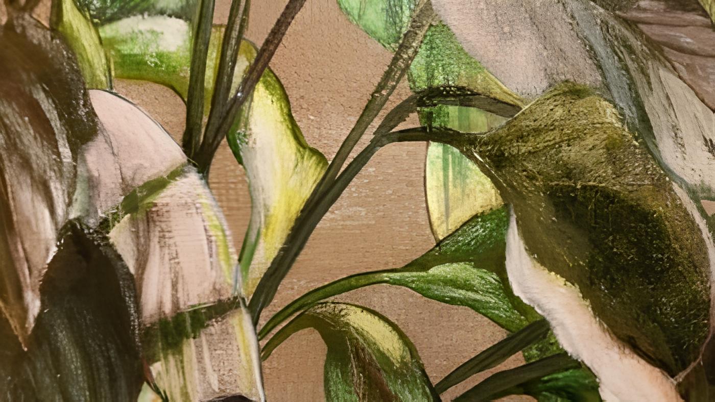 In diesem Acrylgemälde habe ich die Essenz der Ruhe und die Harmonie der Natur eingefangen. Meine Pinselstriche erwecken das delikate Wechselspiel von Licht und Schatten zum Leben, während die üppigen Grün- und Erdtöne der Pflanze eine beruhigende,