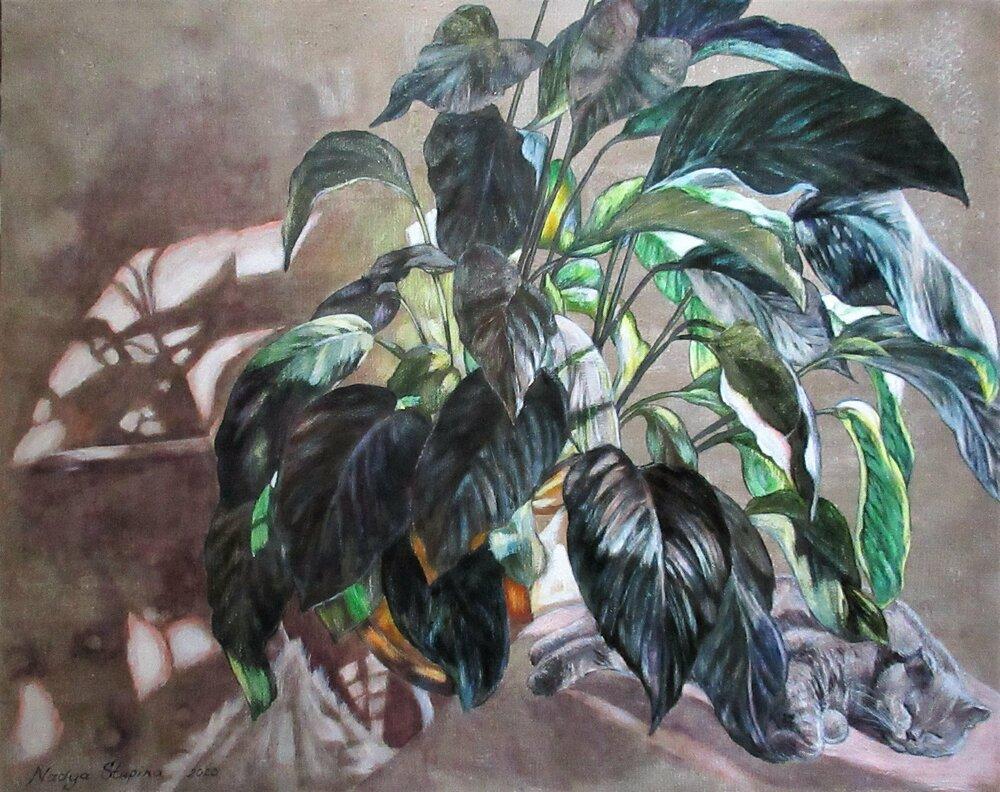 Nadezda Stupina Animal Painting – Horizontales großes Acrylgemälde „Cerenity“ aus Acryl. Realismus. Kat.