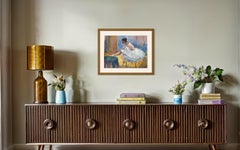 «Charlotte as a ballerina 2» Figurative gouache painting . Horizontal.