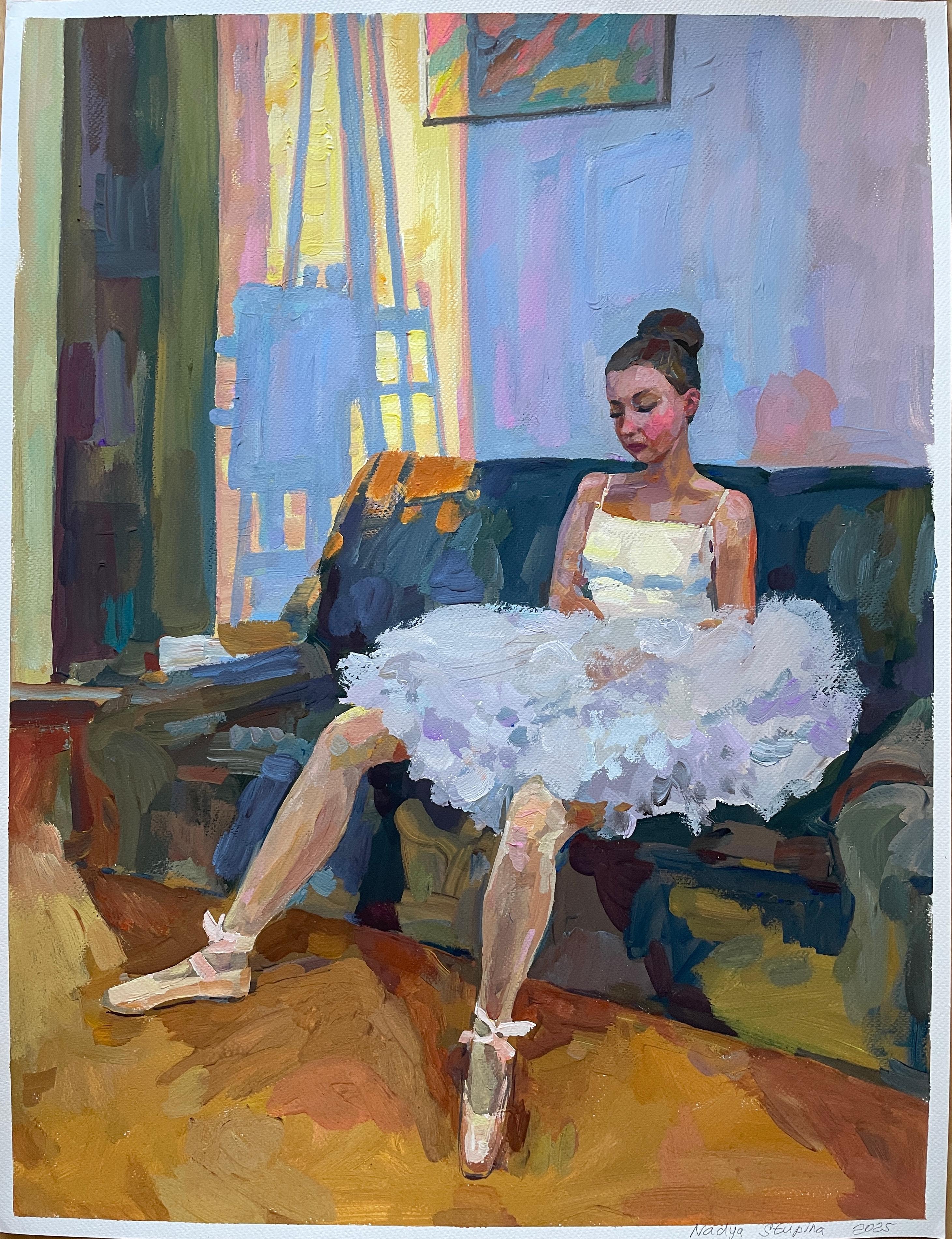 Portrait Painting de Nadezda Stupina - "Charlotte como bailarina 3" Original figurativo vertical impresionista
