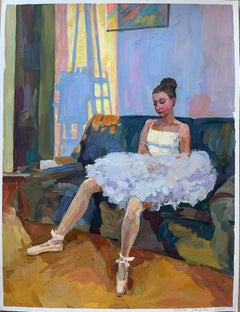 "Charlotte como bailarina 3" Original figurativo vertical impresionista