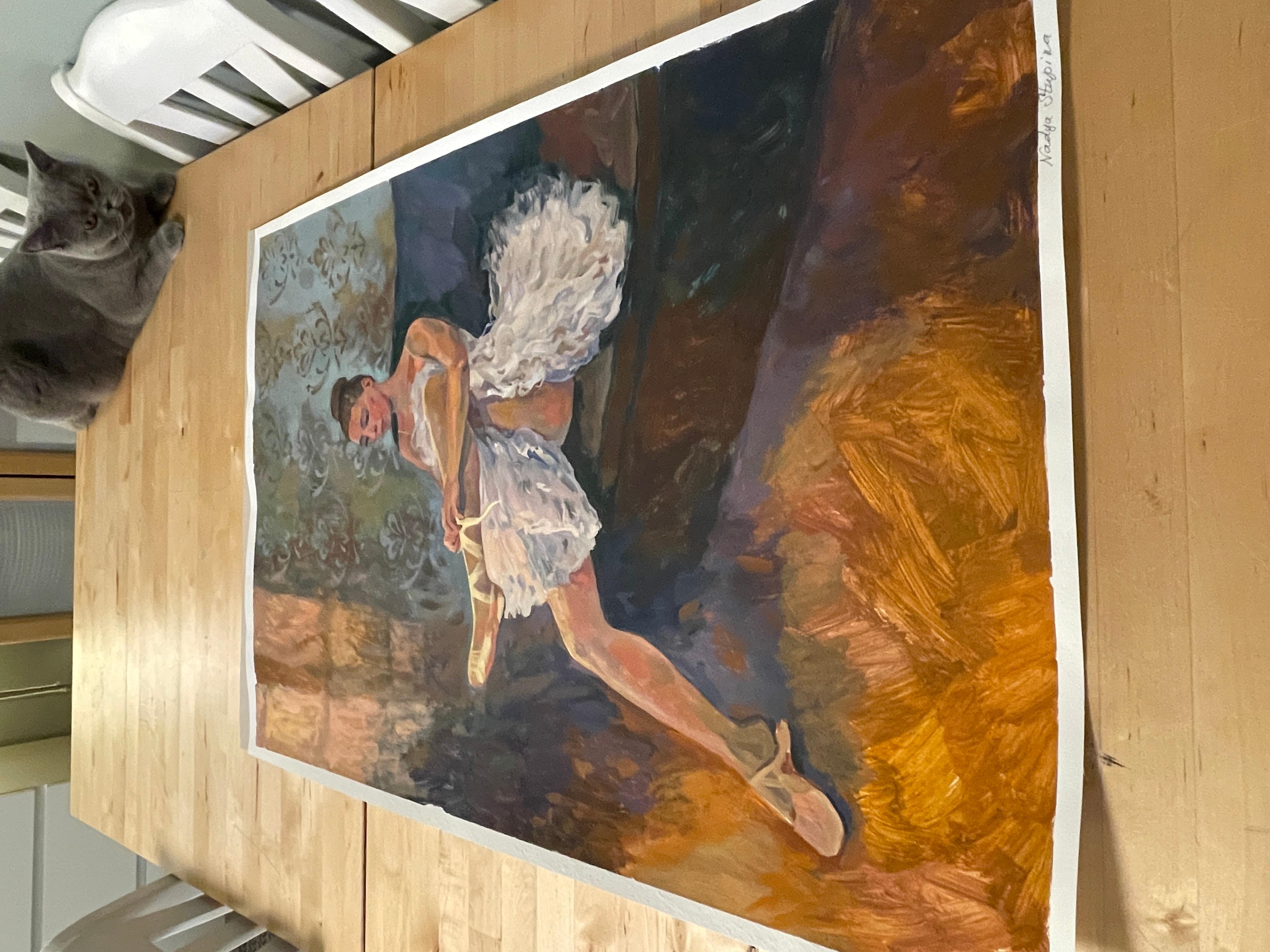 Charlotte als Ballerina4 Original vertikales figuratives Gemälde . – Painting von Nadezda Stupina