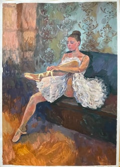 "Charlotte como bailarina4" Pintura figurativa vertical original .