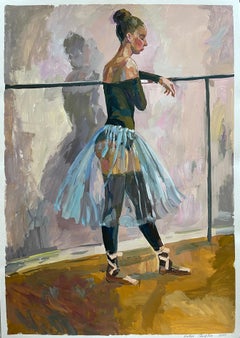 "Charlotte como bailarina5" Pintura figurativa original . 84x59 cm gouache