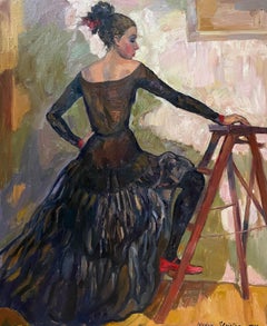 "Charlotte a immagine di Carmen" Quadro figurativo originale di medie dimensioni