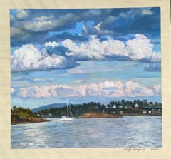 Clouds, boat and water.
