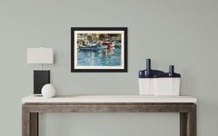 "Barcos coloreados de Argiineguin" Paisaje marino impresionista . Puerto . Barcos.