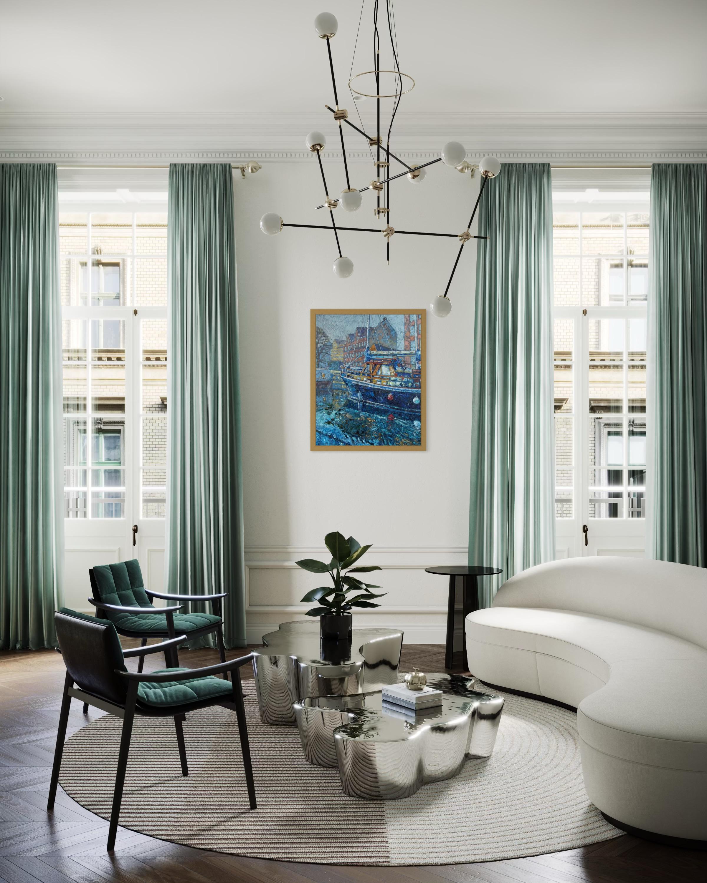 „Copenhagen.Spring morning“ Original  impressionistische Malerei. Impasto-Öl. im Angebot 5