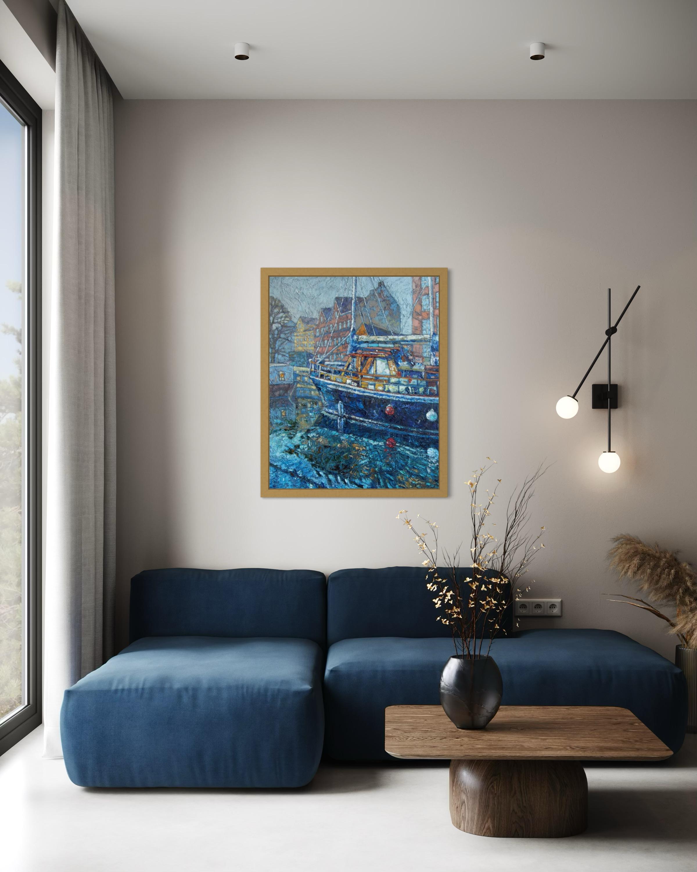 „Copenhagen.Spring morning“ Original  impressionistische Malerei. Impasto-Öl. im Angebot 6