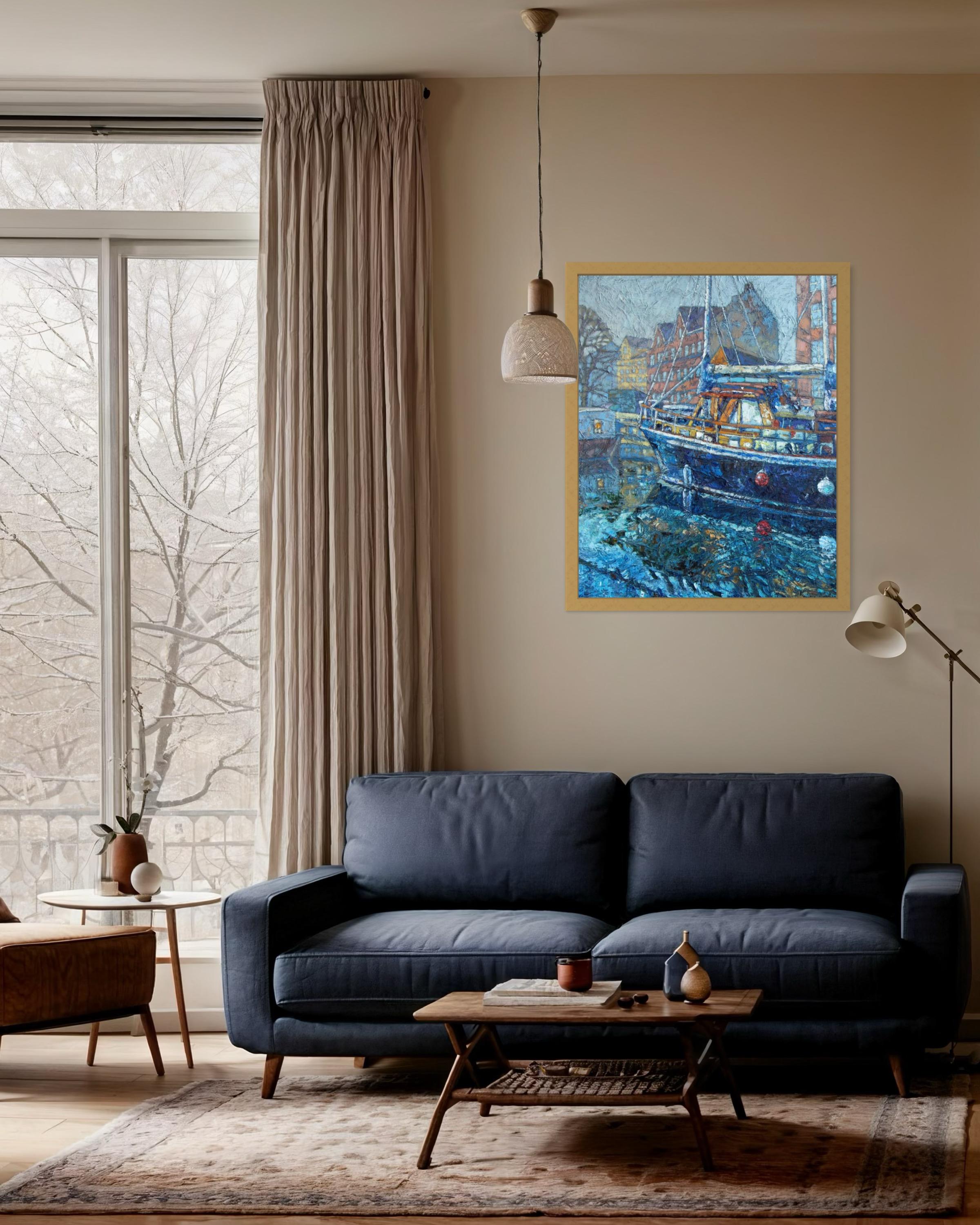 „Copenhagen.Spring morning“ Original  impressionistische Malerei. Impasto-Öl. im Angebot 2