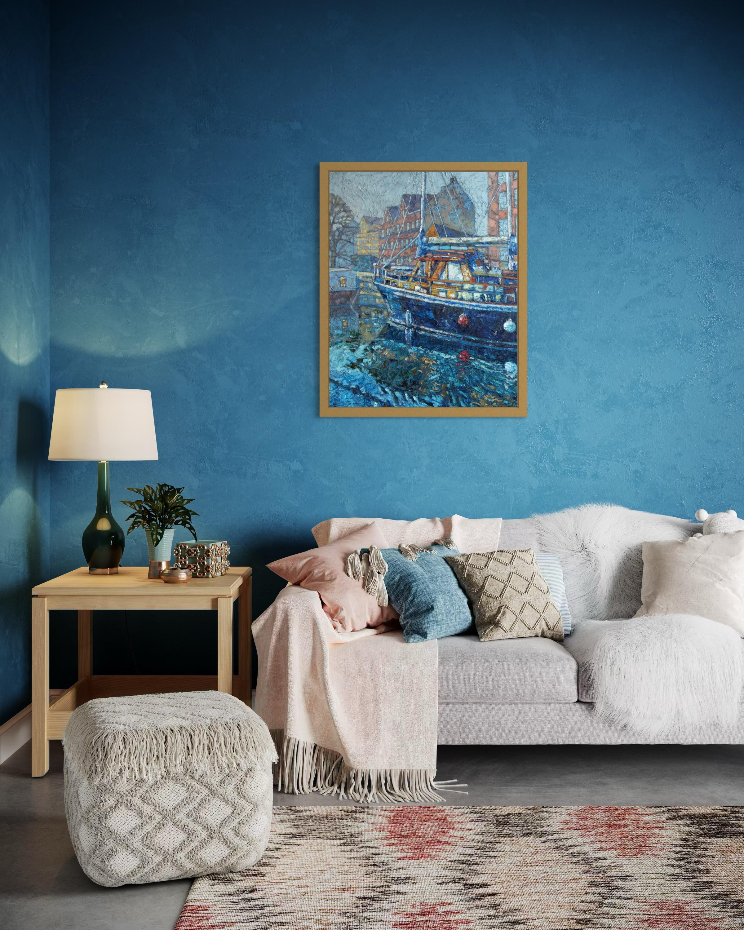 „Copenhagen.Spring morning“ Original  impressionistische Malerei. Impasto-Öl. im Angebot 3