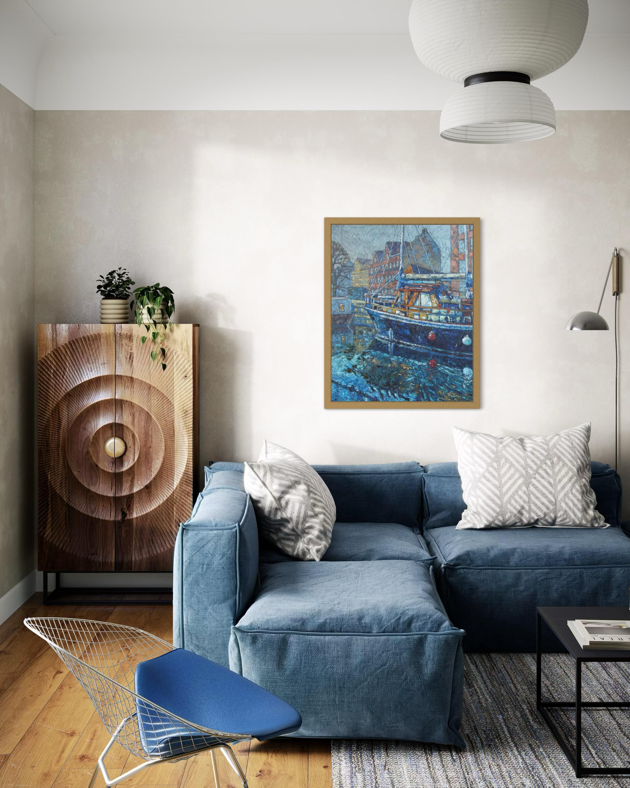 „Copenhagen.Spring morning“ Original  impressionistische Malerei. Impasto-Öl. im Angebot 4