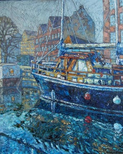 "Copenaghen.Mattina di primavera" originale  pittura impressionistica. Olio per impasti.