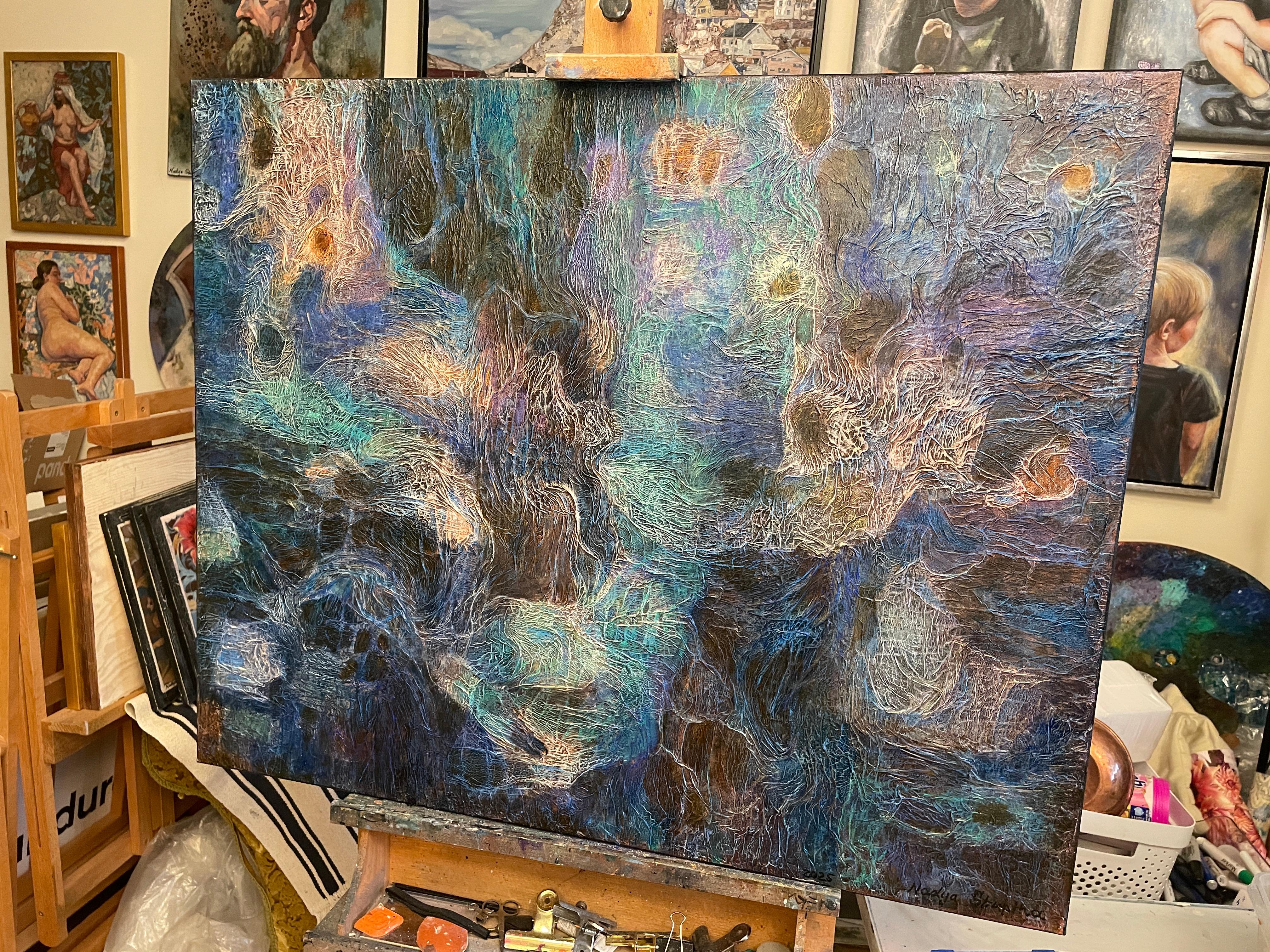“Dark tapestry” Original  unique abstract painting . Large .Horizontal . Volume For Sale 5