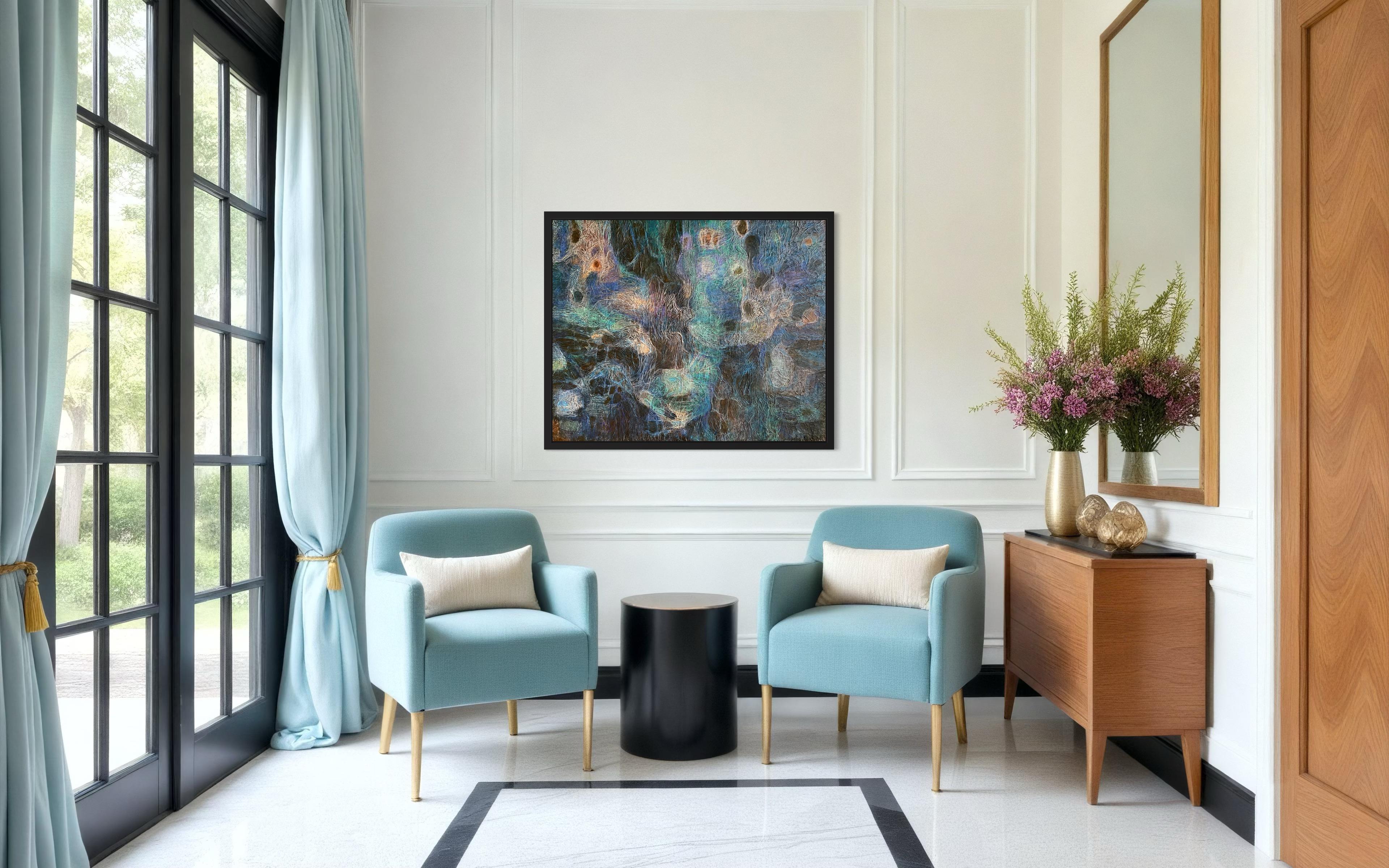 “Dark tapestry” Original  unique abstract painting . Large .Horizontal . Volume For Sale 6