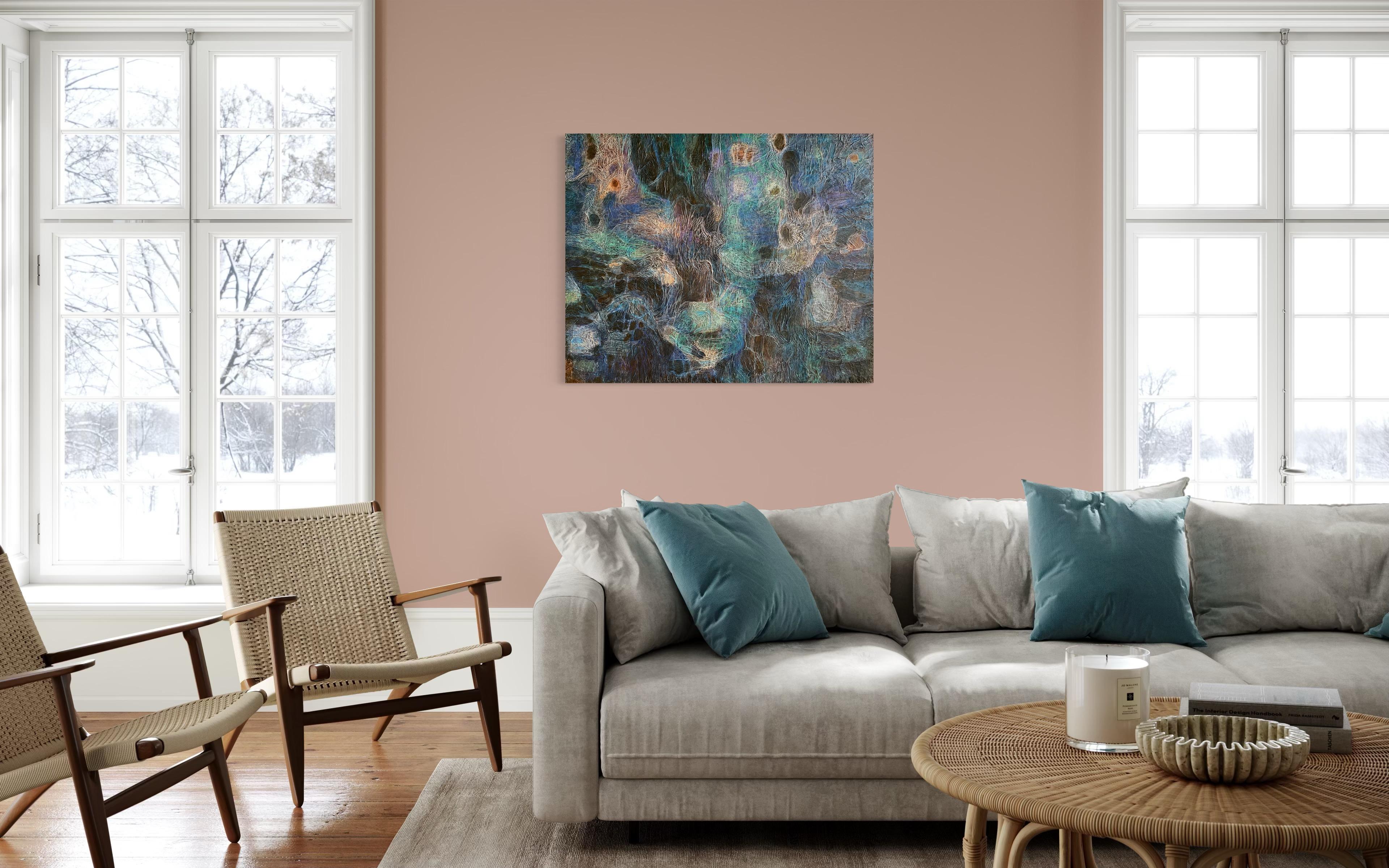 “Dark tapestry” Original  unique abstract painting . Large .Horizontal . Volume For Sale 7