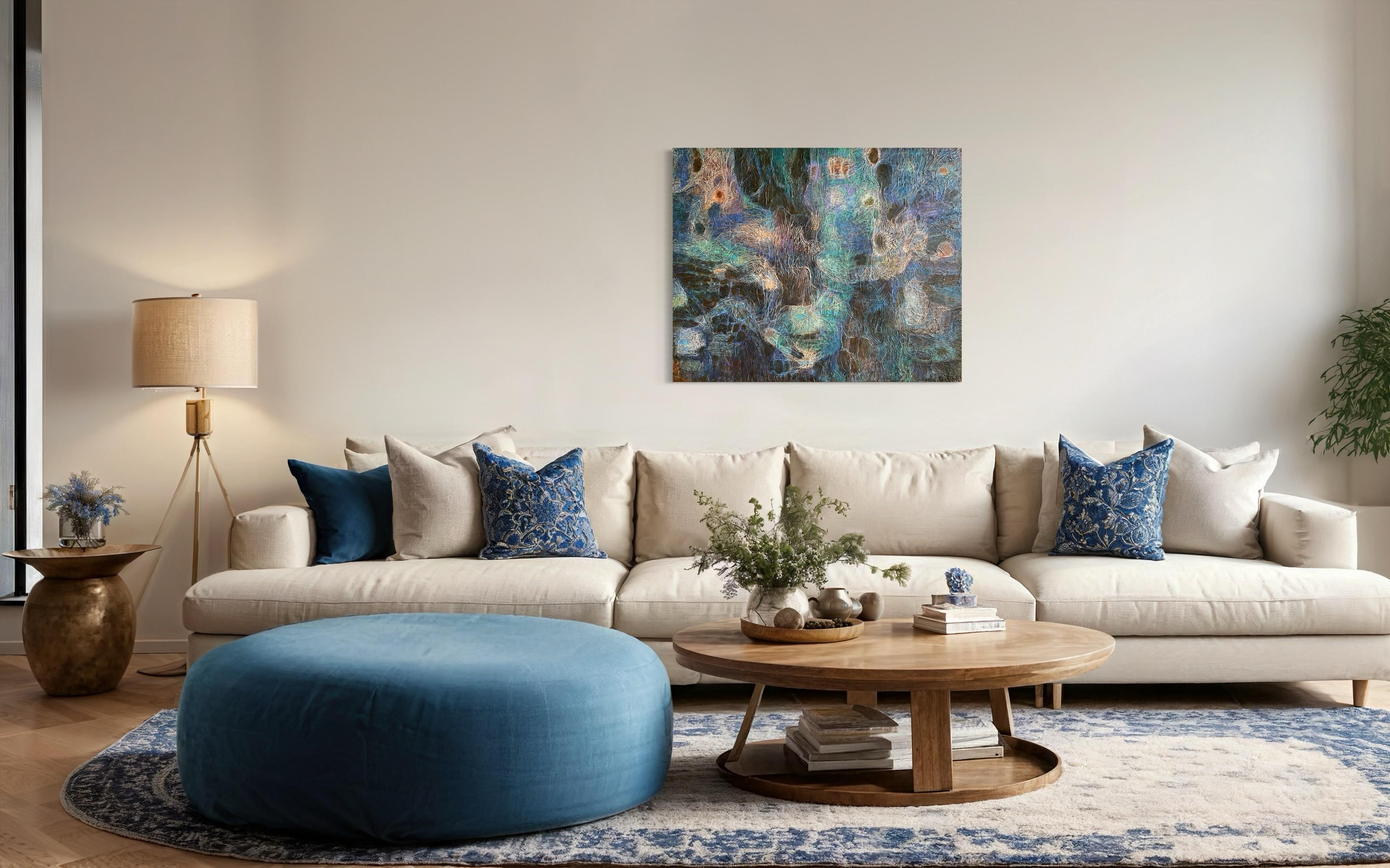 “Dark tapestry” Original  unique abstract painting . Large .Horizontal . Volume For Sale 10