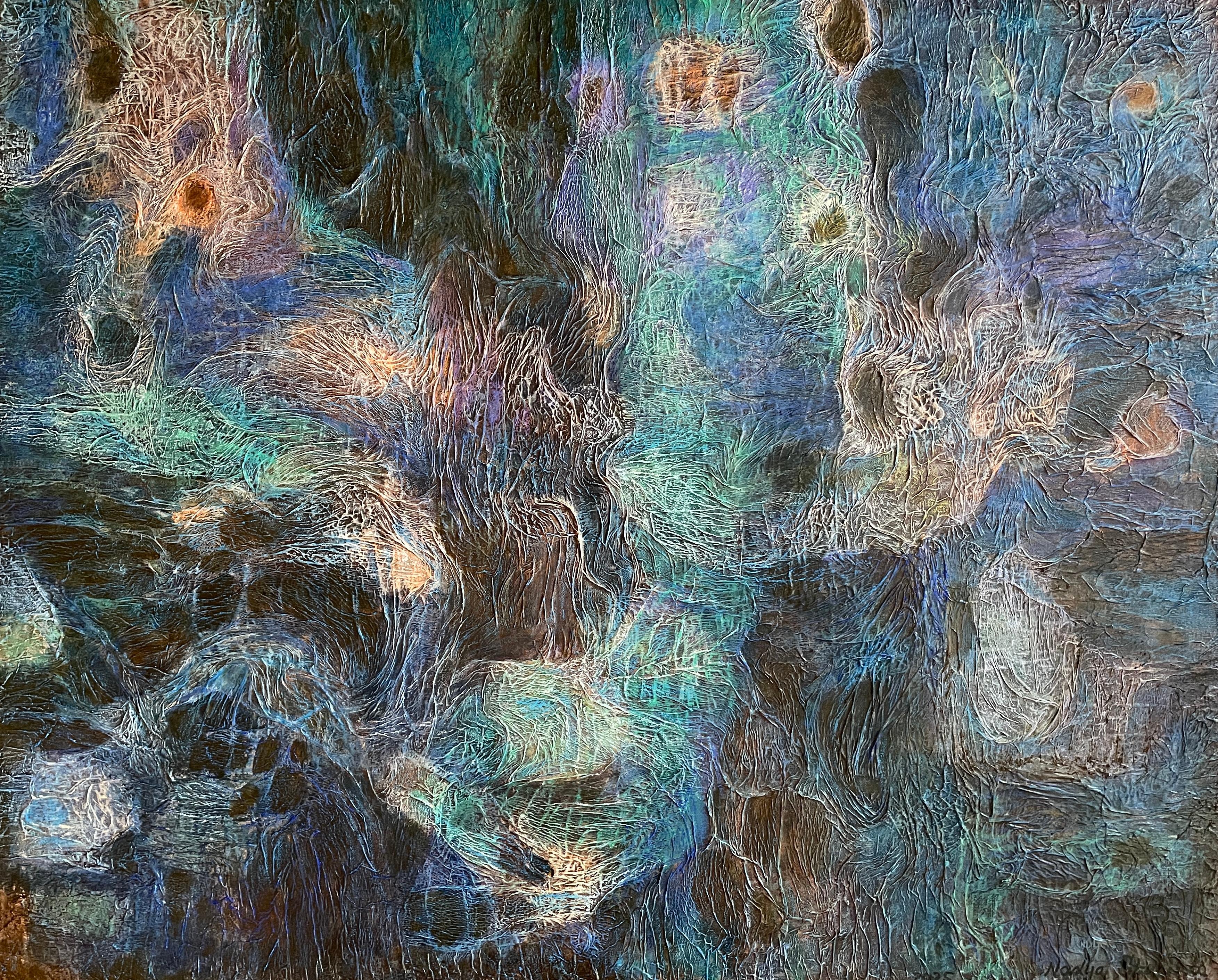 Nadezda Stupina Abstract Painting - “Dark tapestry” Original  unique abstract painting . Large .Horizontal . Volume