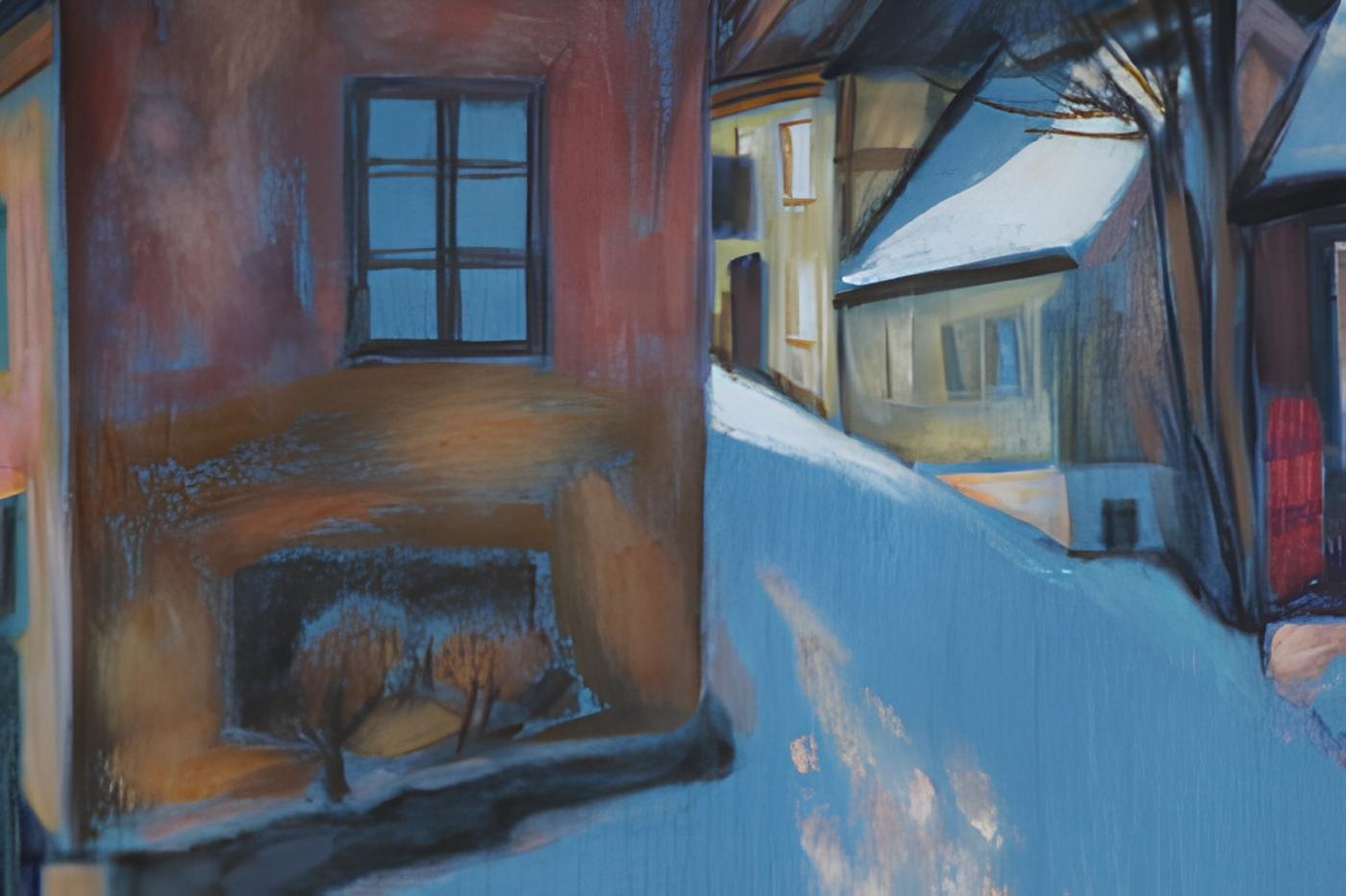 Denim series.Blue shadows of February. - Painting by Nadezda Stupina
