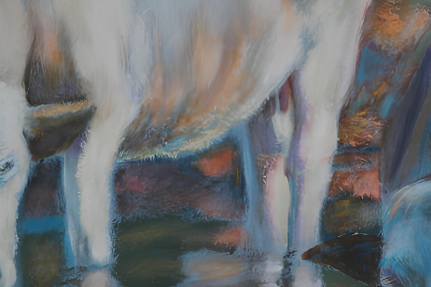 Denim series.Cows - Painting by Nadezda Stupina
