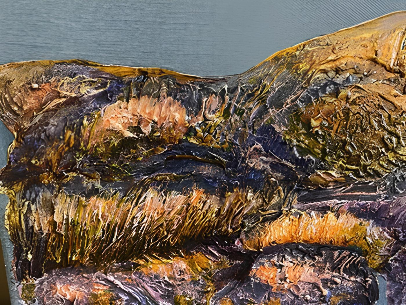 « série Denim. Sun in the fishing village » Paysage décoratif original - Autres styles artistiques Painting par Nadezda Stupina