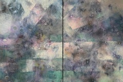 Diptych . “ Morning in the mountains” X-Large  semi-abstract painting