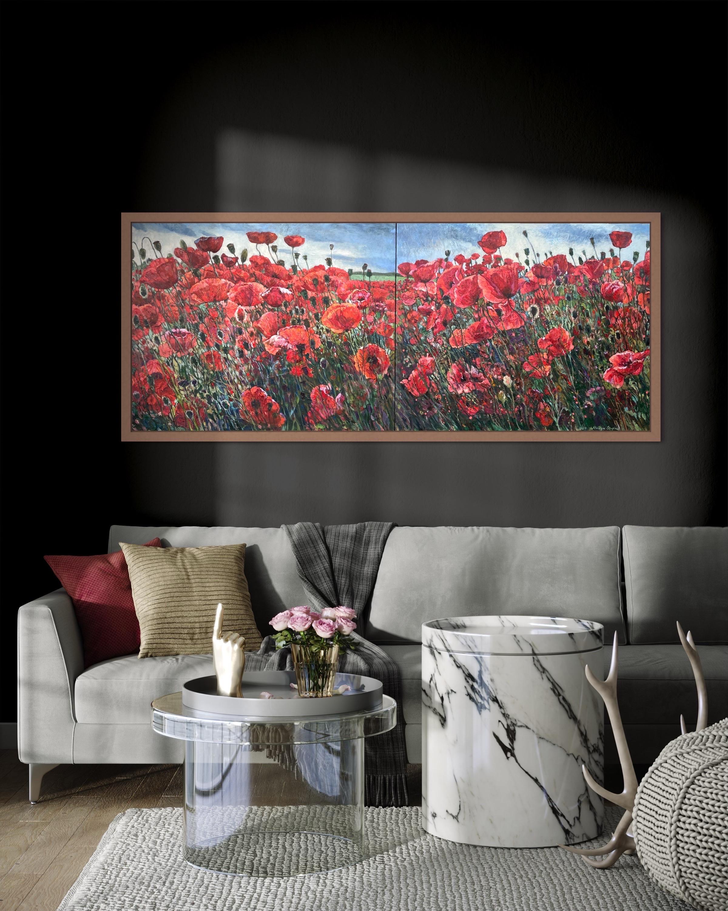 Diptych “Poppy field” For Sale 7