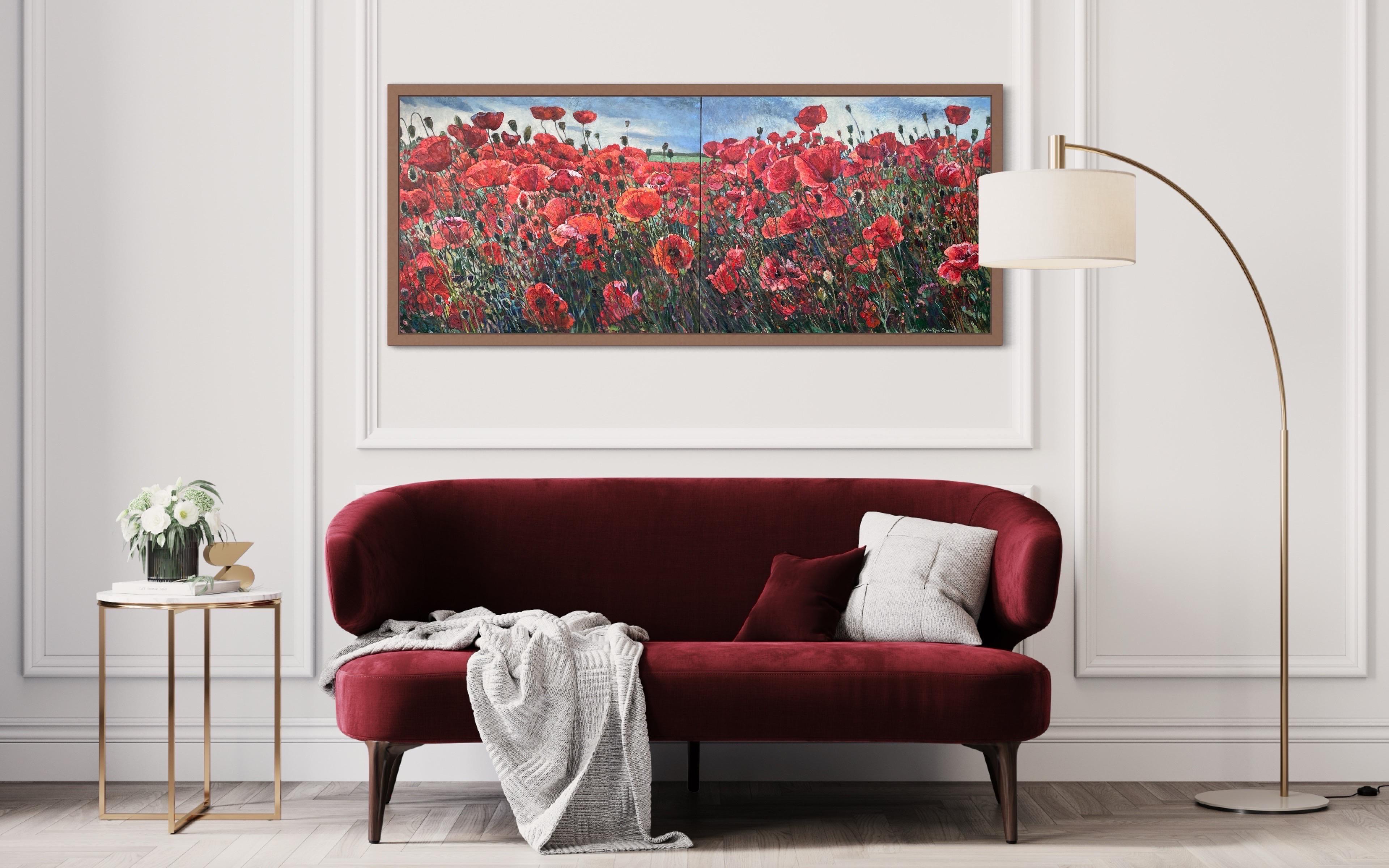 Diptych “Poppy field” For Sale 8