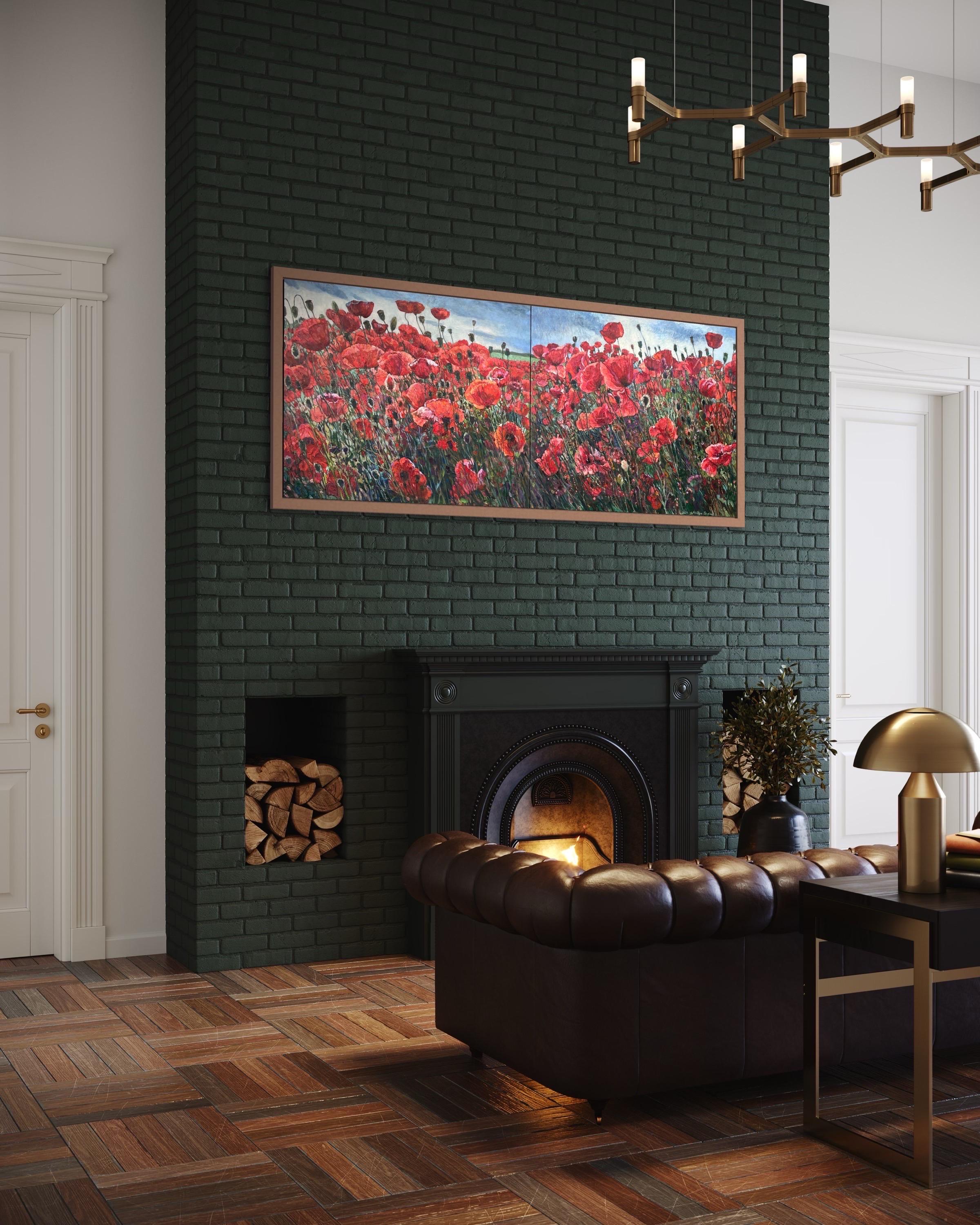 Diptych “Poppy field” For Sale 10