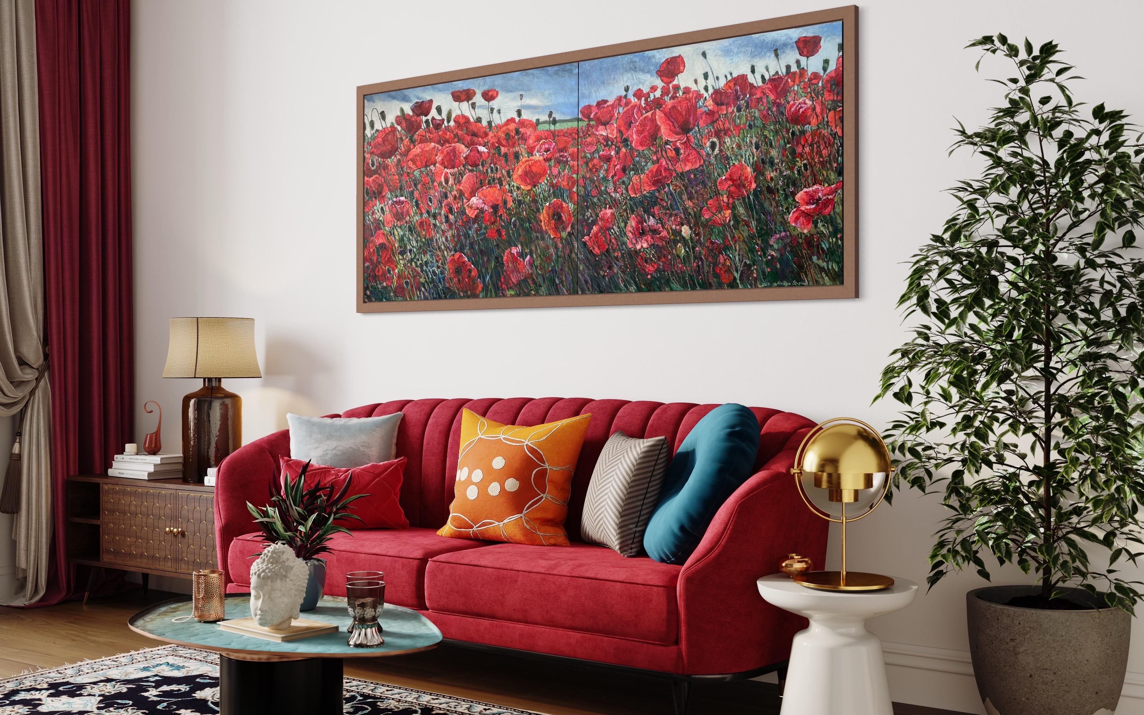 Diptych “Poppy field” For Sale 11