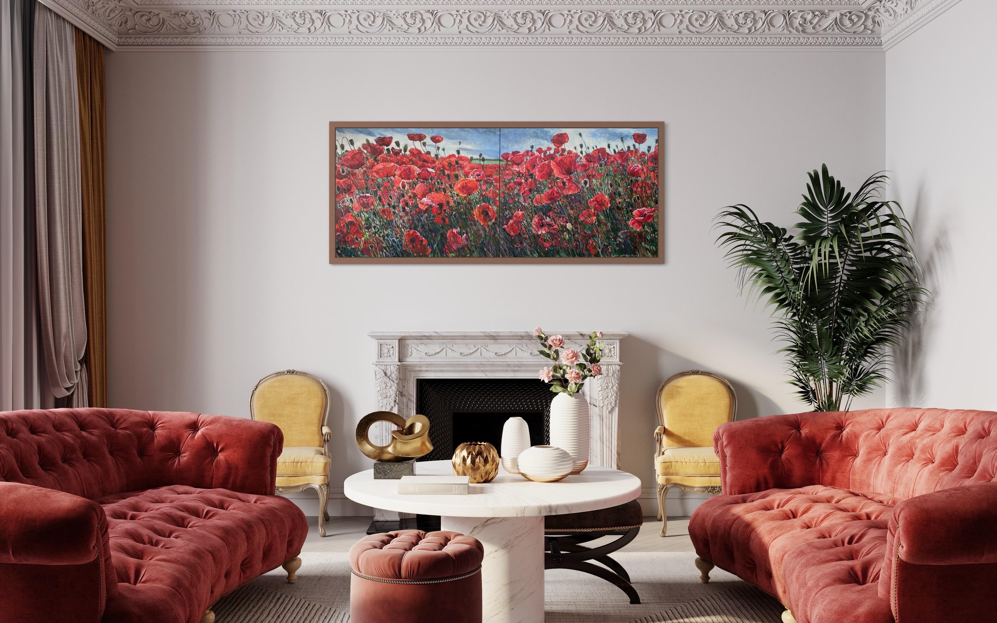 Diptych “Poppy field” For Sale 14