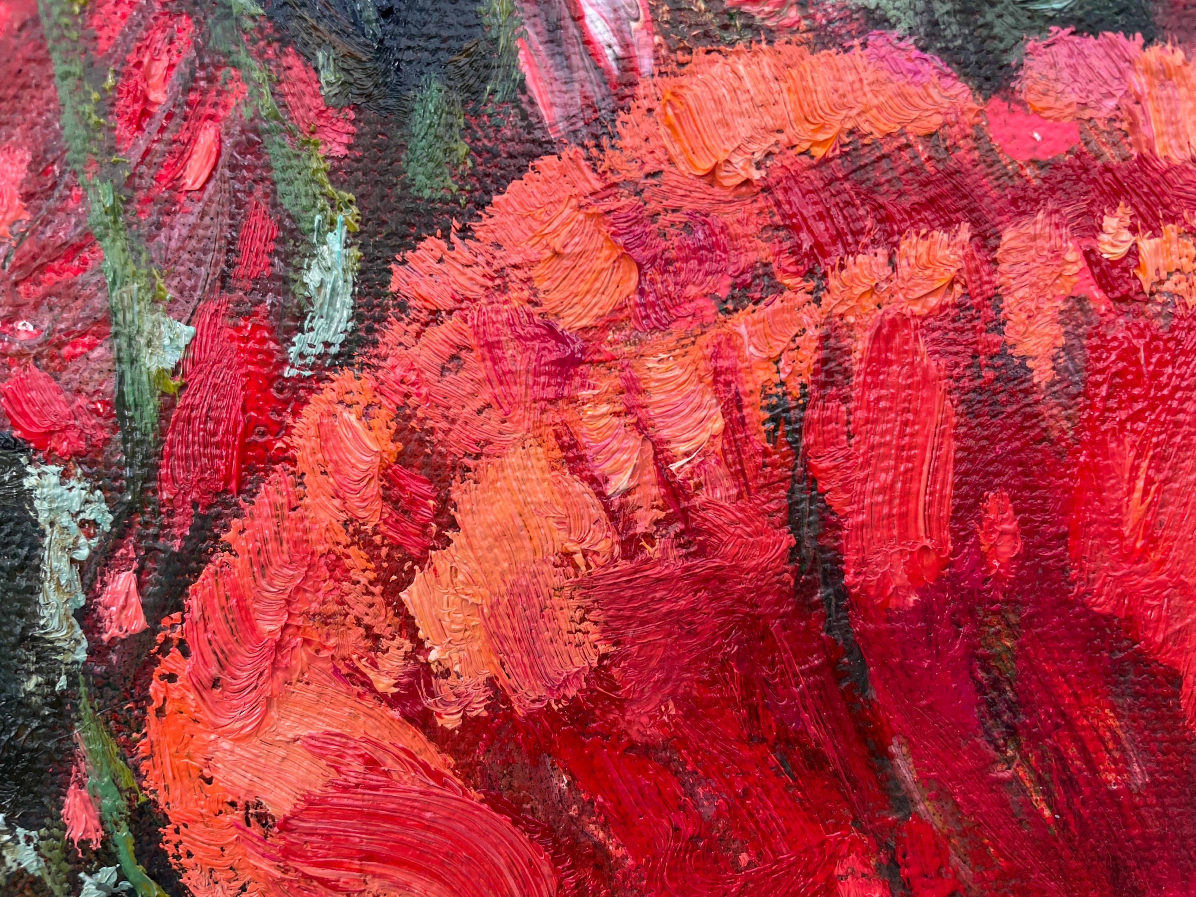 No In this vibrant oil painting, I've captured the essence of a sprawling poppy field, evoking a sense of freedom and renewal. Utilizing impressionistic techniques, I've focused on lively strokes and vivid contrasts to symbolize hope and the beauty