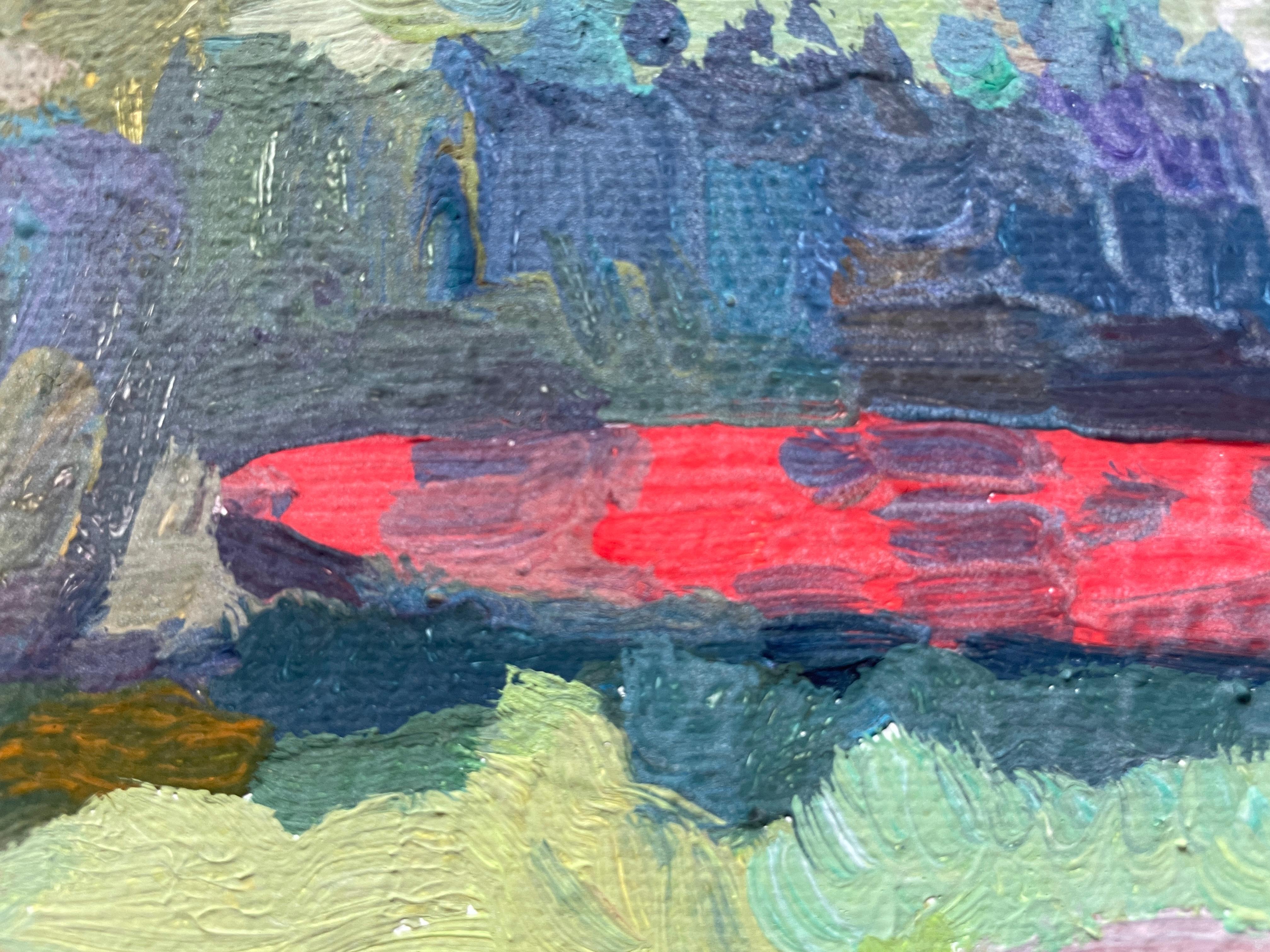 ”Eckerö. Red boat” Original impressionistic landscape. Gift. Home decor For Sale 5