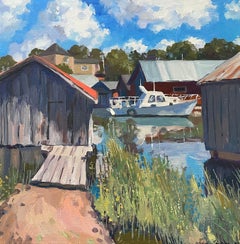 "Eckerö.Fischerdorf". Original impressionistische Landschaft. Quadratisch.