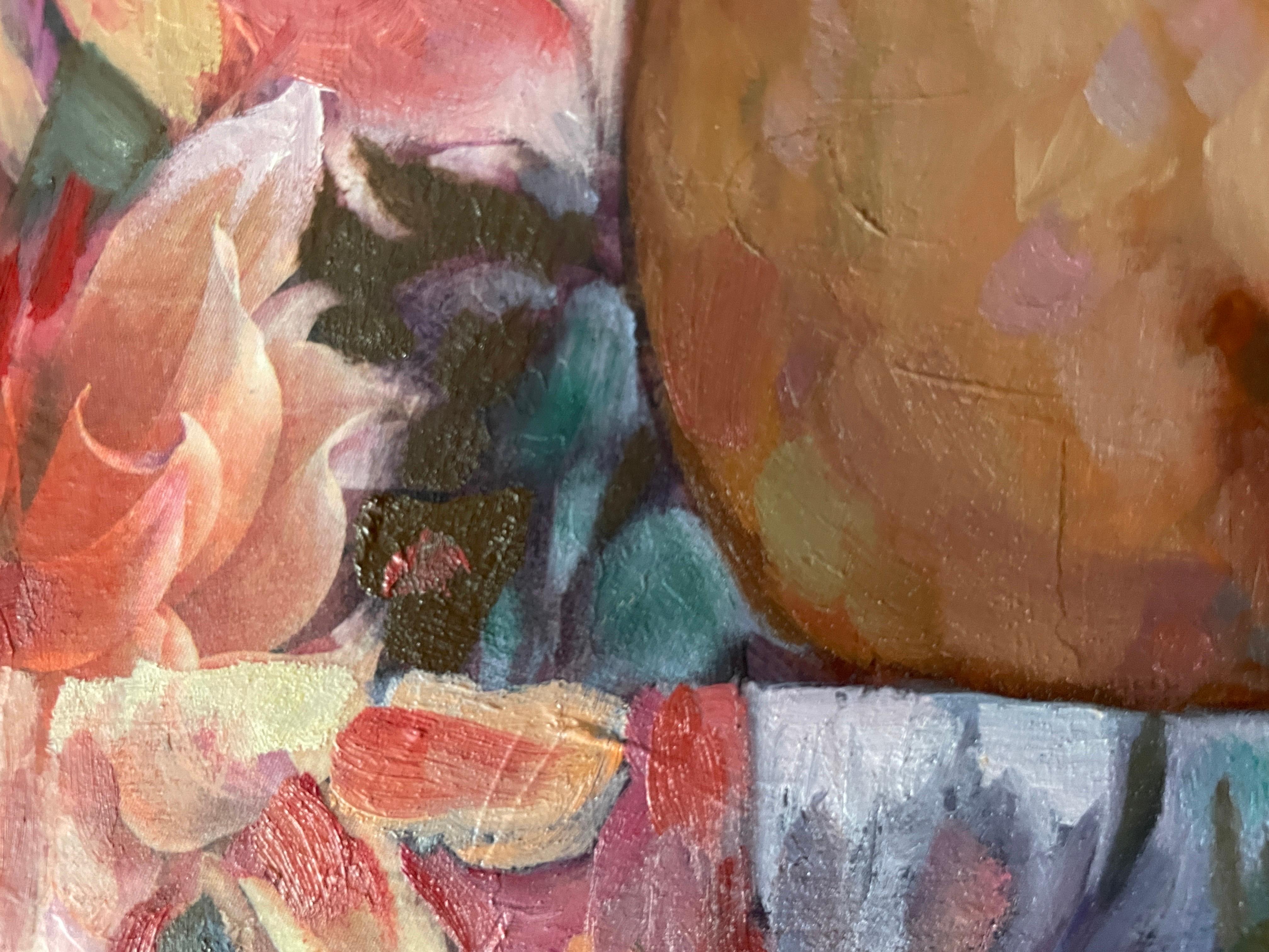 Fairy of flowers - Pink Nude Painting by Nadezda Stupina