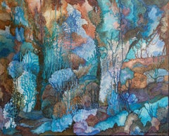"Fairytale forest" Original semi-abstract painting . Large, horizontal