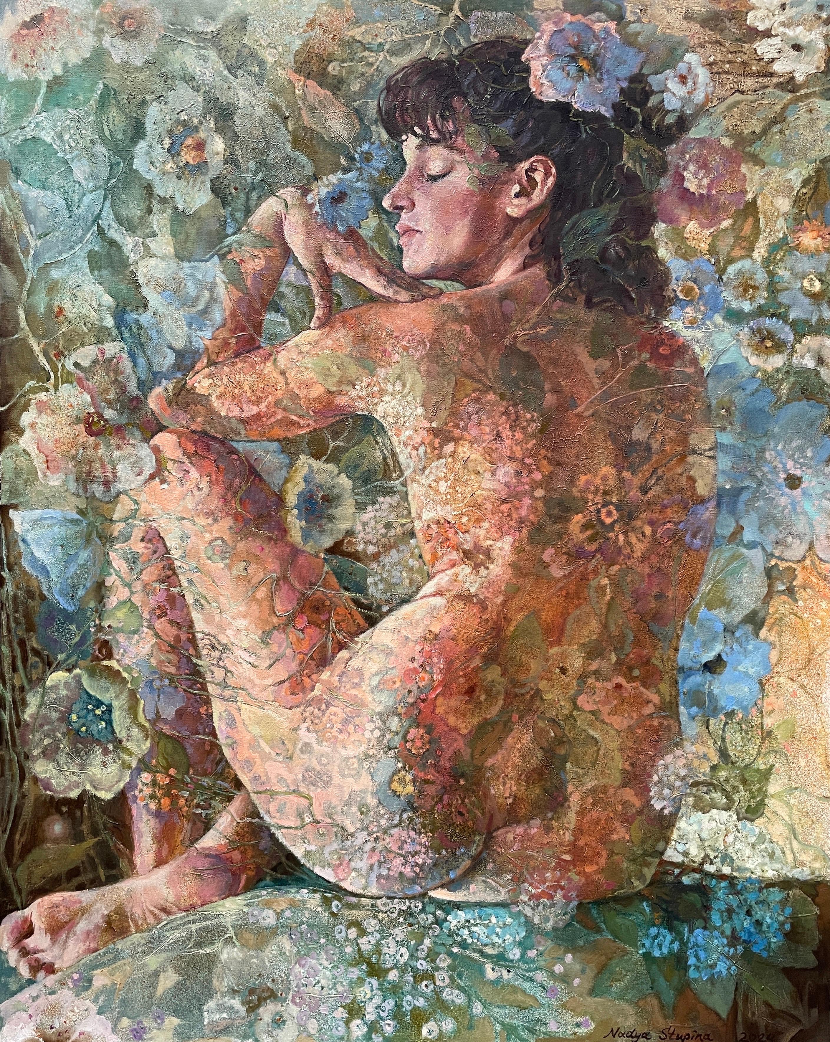 Nadezda Stupina Nude Painting - "Flora" Original  nude painting. Oil on canvas.Nudes across mediums