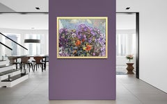 Flower Jazz .Original großes Ölgemälde, florale Komposition, 80x100 cm gerahmt